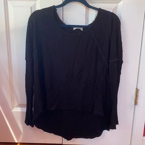 Black flowy waffle long sleeve